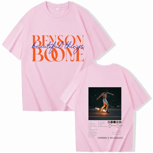 Respeto Hip-Hop-Rapper-T-Shirt, Benson Boone, Bedrucktes T-Shirt, O-Ausschnitt, Baumwolle, Kurzärmeliges Hemd, Sommer-Paar-T-Shirt, Fan-Geschenk, XS-3XL-Black||XS von Respeto