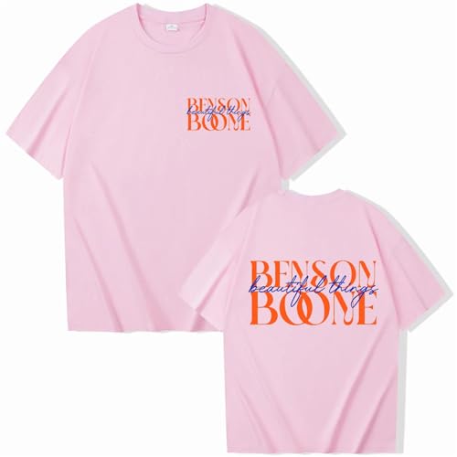 Respeto T-Shirt Baumwolle Benson-Boone Album Letter Print T-Shirt O-Ausschnitt Kurzarmshirt Unisex Herren Und Damen Baumwoll-T-Shirt Fan-Geschenk XS-3XL-Black||XS von Respeto