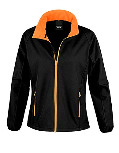 Result Damen R231F Bedruckbare Softshell-Jacke, schwarz/orange, Large/Size 14 von Result
