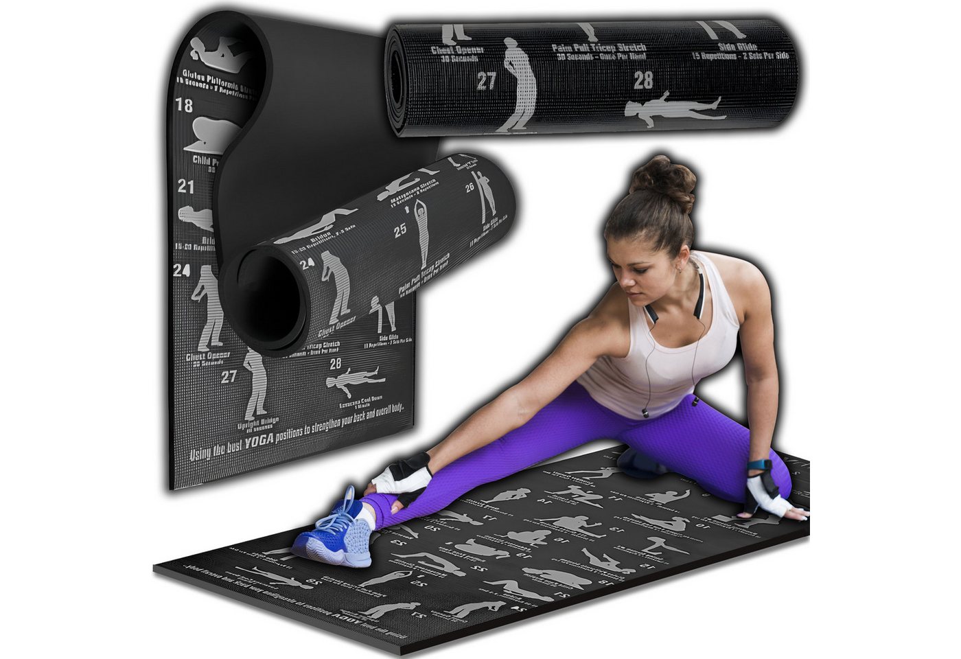 Retoo Fitnessmatte Gymnastikmatte Yogamatte Yoga Pilates Sportmatte Fitnessmatte (Packung, Übungsmatte), Yogamatte Rutschfeste Umweltfreundliche Trainingsmatte mit Tragegurt von Retoo