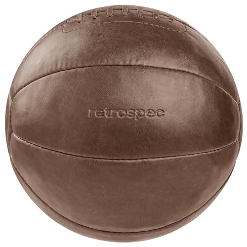 Retrospec Core Weighted Medizinball 5,4 kg, 100% Leder mit stabilem Griff für Krafttraining, Genesung, Balanceübungen und andere Ganzkörpertraining von Retrospec