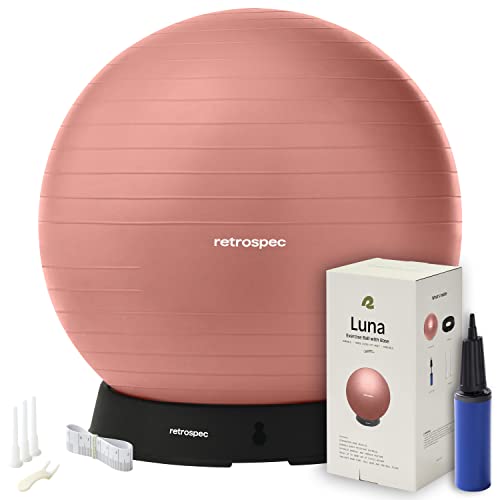 Retrospec Luna Gymnastikball – 55, 65 oder 75 cm Yoga-Ball für Workouts, Stabilität, Schwangerschaft – Swish Balance-Ball mit Pumpe und Basis für Büro und Zuhause von Retrospec