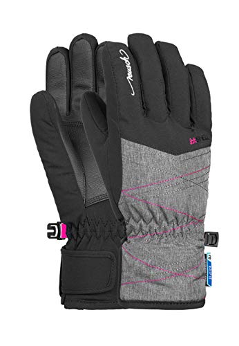 Reusch Unisex Fingerhandschuhe Aimée R-TEX® XT Junior mit wasserdichter Funktionsmembrane black/grey melan/pink glo, 4 von Reusch