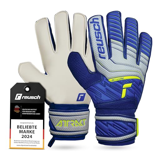 Reusch Attrakt Solid Unisex Torwarthandschuhe mit Außennaht Schnitt und Solid Belag, geeignet für alle Spielfeldoberflächen, von Reusch
