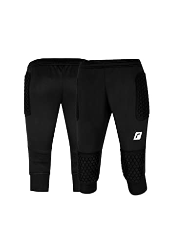 Reusch Jungen Torhüter Contest 3/4 Short Advance Junior Fu ball Torwarthose gepolstert for Kinder, Schwarz/Silber, 146 EU von Reusch