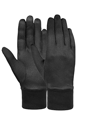 Reusch Dryzone 2.0 atmungsaktive Sporthandschuhe für Laufen Radfahren Wandern Unterziehhandschuh Alltagshandschuhe Touchscreen Winter-Handschuhe, schwarz, 7 von Reusch