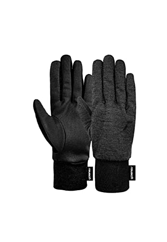 Reusch Merino Pro Touch-TEC atmungsaktiv Sporthandschuhe Laufen Fahrradfahren Wandern Alltags-Unterziehhandschuhe Touchscreen Winter-Handschuhe, schwarz, 6 von Reusch