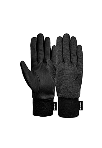 Reusch Merino Pro Touch-TEC atmungsaktiv Sporthandschuhe Laufen Fahrradfahren Wandern Alltags-Unterziehhandschuhe Touchscreen Winter-Handschuhe, schwarz, 9 von Reusch