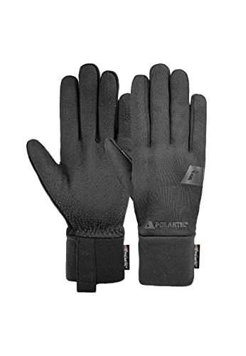 Reusch Power Stretch Touch-TEC kurzer Abschluss, schnelltrocknende Sporthandschuhe für Laufen Radfahren Wandern, Touchscreen Winter-Handschuhe, schwarz, 10.5 von Reusch