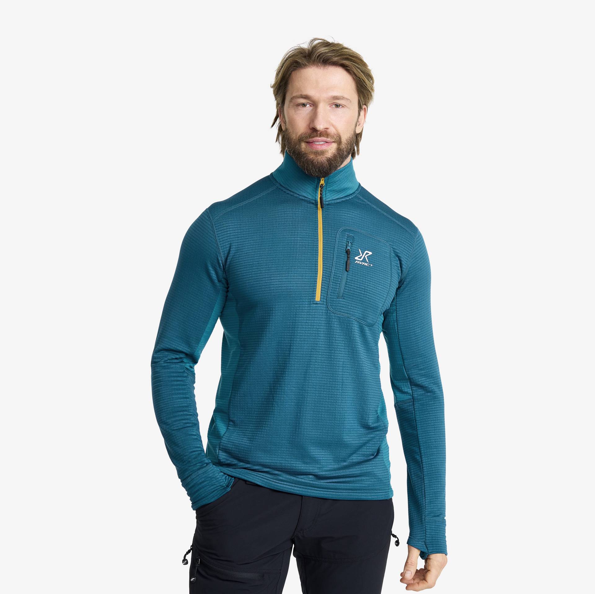 Waffle Half-zip Fleece Herren Moroccan Blue, Größe:2XL - Herren > Oberteile > Fleece von RevolutionRace