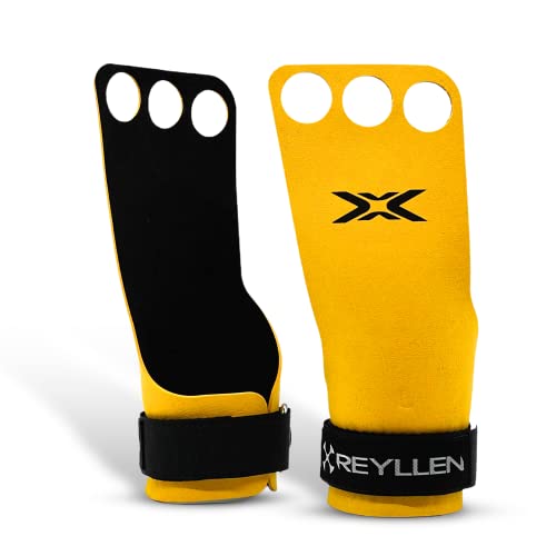 Reyllen® Serie 3 Bumblebee X Gymnastikgriffe, 3-Loch-Handgriffe, Stärkungsmittel Crossfit Grips - Griffhilfen Kraftsport & Gewichtheben - Groß von Reyllen