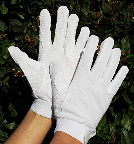 Rhinegold, Weiß Handschuhe mit Noppen, Baumwolle, Größe XS von Rhinegold