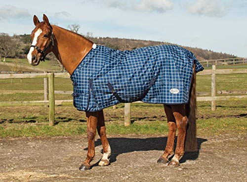 Rhinegold 0 Atlanta Turnout Rug-7/0-Navy Check Outdoorteppich, Marineblau kariert, 2,1 m von Rhinegold