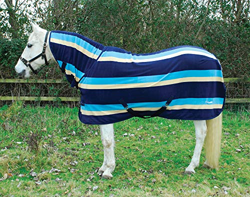 Rhinegold 0 Full Neck Fleece Rug Fleecedecke mit Rundhalsausschnitt, Türkis gestreift, 6/6-Inch von Rhinegold