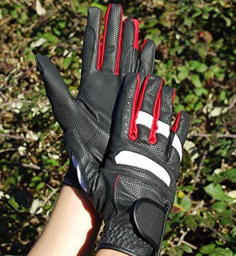 Rhinegold 0 Pro Riding Gloves-Medium-Black/Red Handschuhe Kinder, schwarz/rot, m von Rhinegold