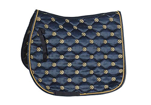 Rhinegold 415-P-NAVY Lucky Clover Satinschabracke, Navy, Pony von Rhinegold