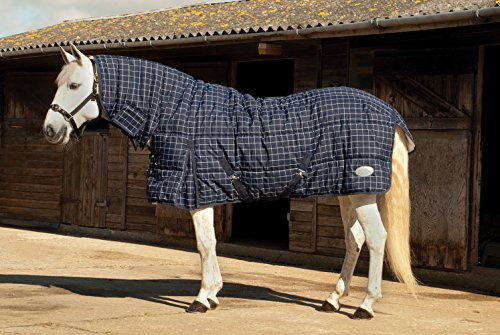 Rhinegold Dakota Quilted Stable Rug-Winter Weight 300gsm Fill Quilt-6/0-Marineblau/Weiß kariert, Navy/White Check, 15 cm von Rhinegold