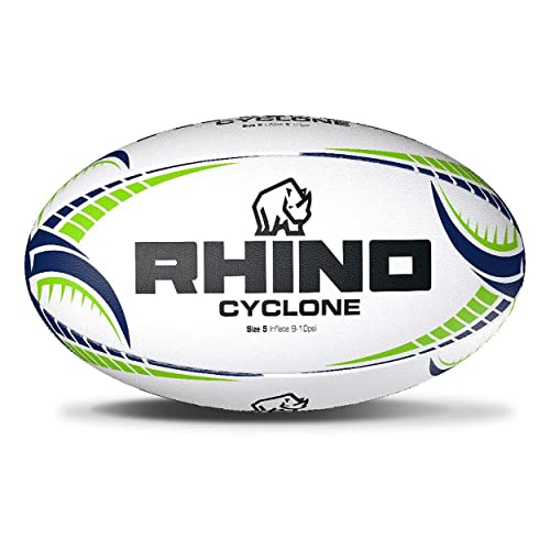 Rhino Cyclone Rugbyball, Weiß, Größe 5 von Rhino