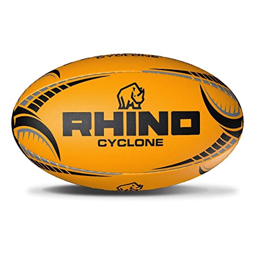 Rhino Cyclone XV Rugby-Ball, Fluoreszierendes Orange, Größe 4 von Rhino
