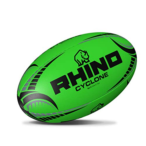 Rhino Cyclone XV Trainingsball, Rugbyball, Neongrün, Größe 5 von Rhino