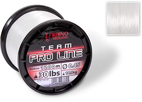 Rhino Premium Team Pro Line monofile Angelschnur Trolling Meeres Angeln, klar, 0,45 mm von Rhino