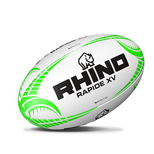 Rhino Rapide XV Rugbyball, Weiß/Grün, Größe 3 von Rhino