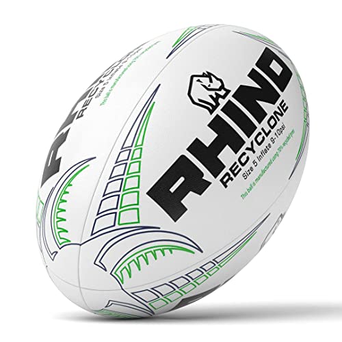 Rhino Recyclone Rugbyball, Weiß, Größe 5 von Rhino