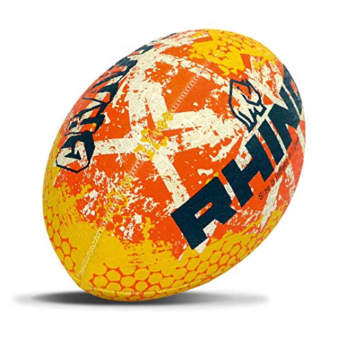 Rhino Unisex Graffiti Ball Rugby, Orange Gelb, 5 von Rhino