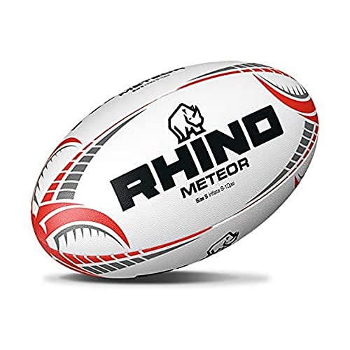 Rhino Unisex Meteor Match Rugbyball, Größe 5, Weiß von Rhino