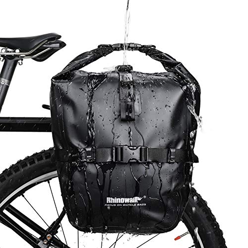 Rhinowalk Fahrradtasche 20L TPU Wasserdichtes Fahrrad Gepäcktaschen Reißfest Rücksitz Gepäckträger Tasche MTB Fahrrad Satteltaschen Schwarz von Rhinowalk