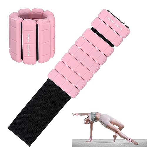 EU-patentierte tragbare Gewichtsmanschetten – 2er-Set (Jeweils 0,5 kg & 1 kg) für Damen und Herren, modisches knöchelgewichte-Set für Yoga, Tanz, Aerobic, Laufen, Gehen (Rosa, je 1 kg) von Rhswets