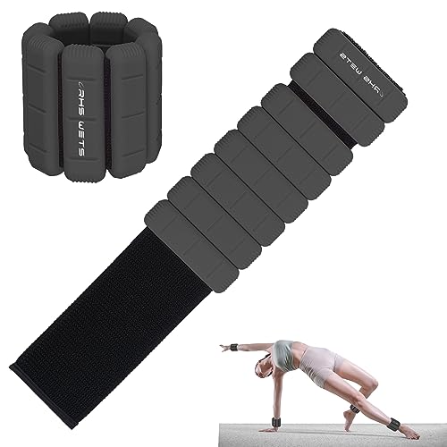 Rhswets EU-patentierte tragbare Gewichtsmanschetten – 2er-Set (Jeweils 0,5 kg & 1 kg) für Damen und Herren, modisches knöchelgewichte-Set für Yoga, Tanz, Aerobic, Laufen, Gehen (Schwarz, je 1 kg) von Rhswets