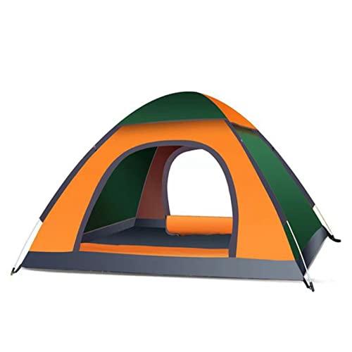 Campingzelt, Outdoor 2-3 Personen Camping-Picknickzelt Schnell zu öffnendes Regenfestes Automatisches Zelt mit Schiebedach Zum Wandern Camping Schlafen (Dunkelgrün und Orange) von RiToEasysports