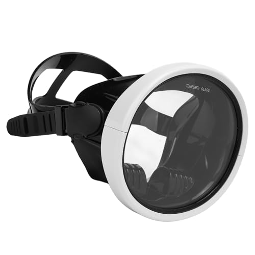 HD Clear Taucherbrille, Wasserdichtes, Gehärtetes Silikonglas, Weites Sichtfeld für Schwimmende Erwachsene, Einteiliges Fensterdesign (weiß schwarz) von RiToEasysports