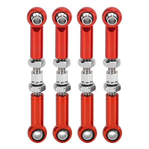 RC Upper Link Spurstange, 4 Stück Einstellbare Servo RC Lenkzugstange für FMS 1/24 für FCX24 RC Car High Accuracy Aluminium Alloy Iron (Rot) von RiToEasysports