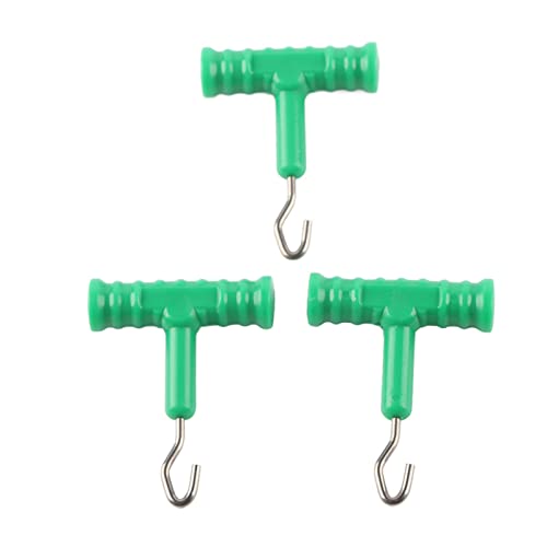 RiToEasysports 3 Stück Angelknotenzieher, Baiting Rig Tool Zubehör Terminal Tackle Puller Knotenwerkzeug mit T-Griff für Karpfenangelgeräte (Grün) von RiToEasysports