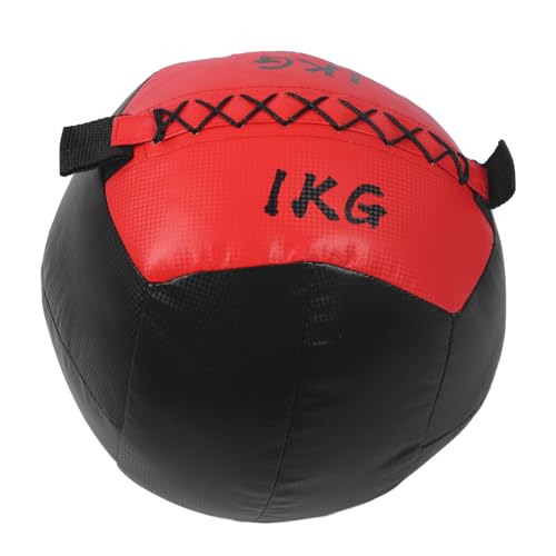 RiToEasysports Beschwerter Wandball, 2,2 Pfund, 1 Kg, PU-Leder, Dynamische Ganzkörperübungen, Medizinball für Kraft- und Konditionstraining (Schwarz Rot) von RiToEasysports