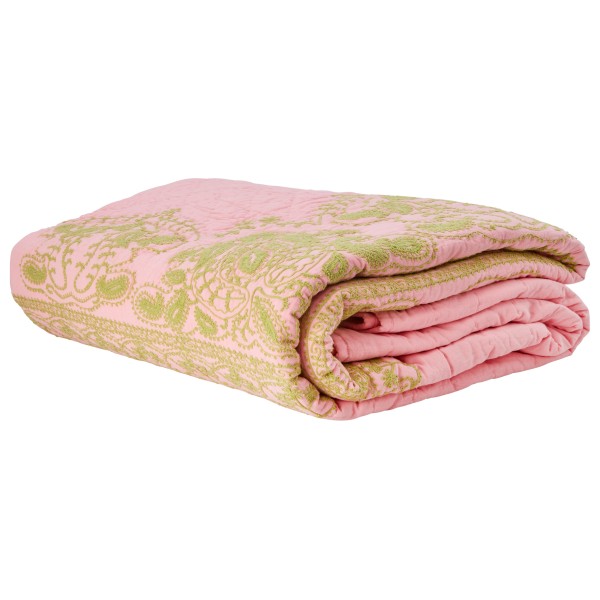 Rice - Cotton Quilt Bedspread with Embroidery - Decke Gr 225 x 250 cm beige/rosa von Rice