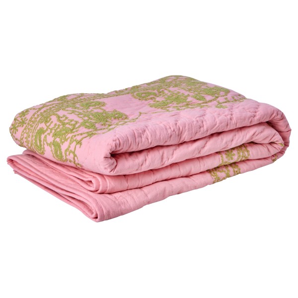 Rice - Cotton Quilt Blanket with Embroidery - Decke Gr 140 x 200 cm rosa von Rice