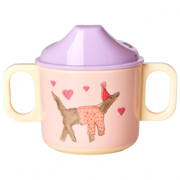 Rice - Melamine 2 Handle Baby Cup with Animal Print - Becher Gr One Size rosa von Rice