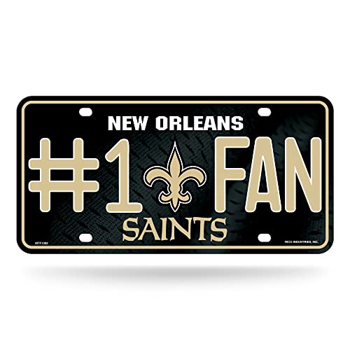Rico Industries Kennzeichen Anhänger NFL New Orleans Saints #1 Fan Metall Nummernschild Tag, Team-Farbe, 6 x 11.5- von Rico Industries