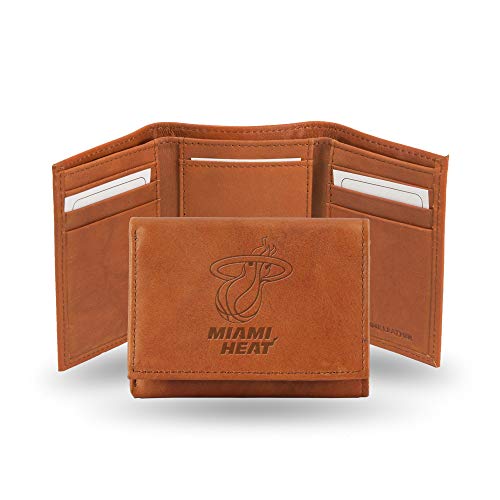 Rico Industries NBA Miami Heat Embossed Leather Trifold Wallet, Tan von Rico Industries