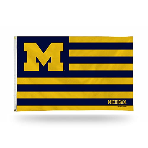 Rico Industries NCAA Michigan Wolverines Stars & Stripes Banner Flagge, einseitig, für drinnen und draußen, Heimdekoration, 90 x 150 cm von Rico Industries