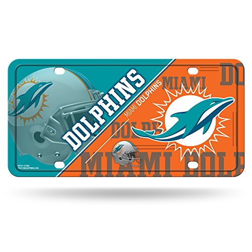 Rico Industries NFL Miami Dolphins Nummernschild Miami Delfin, Metalmiami Delfine, Nummernschild, Metall, Teamfarbe, Einheitsgröße von Rico Industries