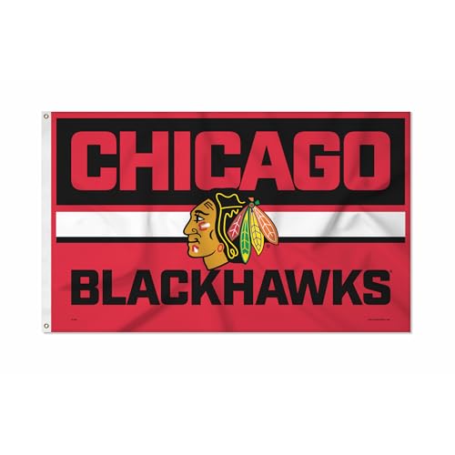 Rico Industries NHL Hockey Chicago Blackhawks Bold Banner, 90 x 150 cm, einseitig – für drinnen und draußen – Heimdekoration von Rico Industries