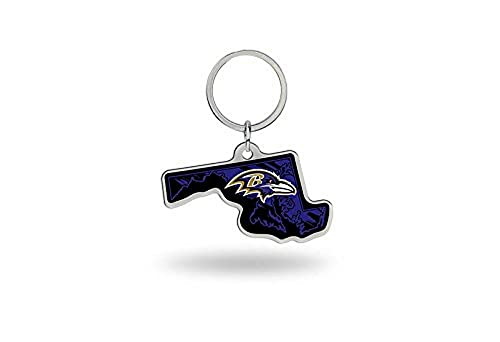 Rico Industries Unisex-Erwachsene Staatsform NFL Baltimore Ravens State Shape Schlüsselanhänger, Team-Farbe, 2 x 3- von Rico Industries