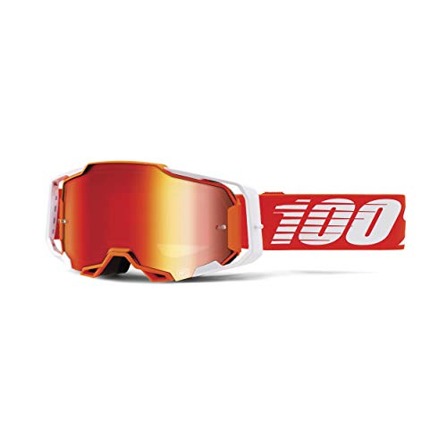 Ride100percent Armega Goggle Regal-Mirror Red Lens Ellbogenschutz, Weiß, ESTANDAR von 100%