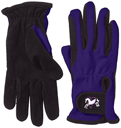 Riders Trend Damen Reiter Handschuhe Reithandschuhe Amara Palm mit Elastan-Material Atmungsaktiv, Black/Purple, S von Riders Trend