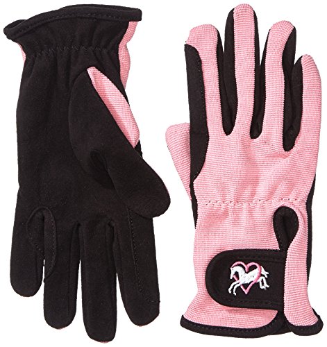 Riders Trend Damen Reiter Handschuhe Reithandschuhe Amara Palm mit Elastan-Material Atmungsaktiv, Black/Pink, XL von Riders Trend