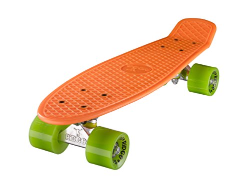 Ridge 22" Mini Cruiser Board Retro Skateboard, komplett ausgerüstet, in orange, völlig in der EU entworfen und hergestellt von Ridge Skateboards